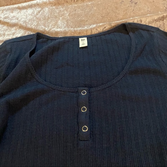 bp. Navy Long Sleeve Cropped Henley - Picture 5 of 9